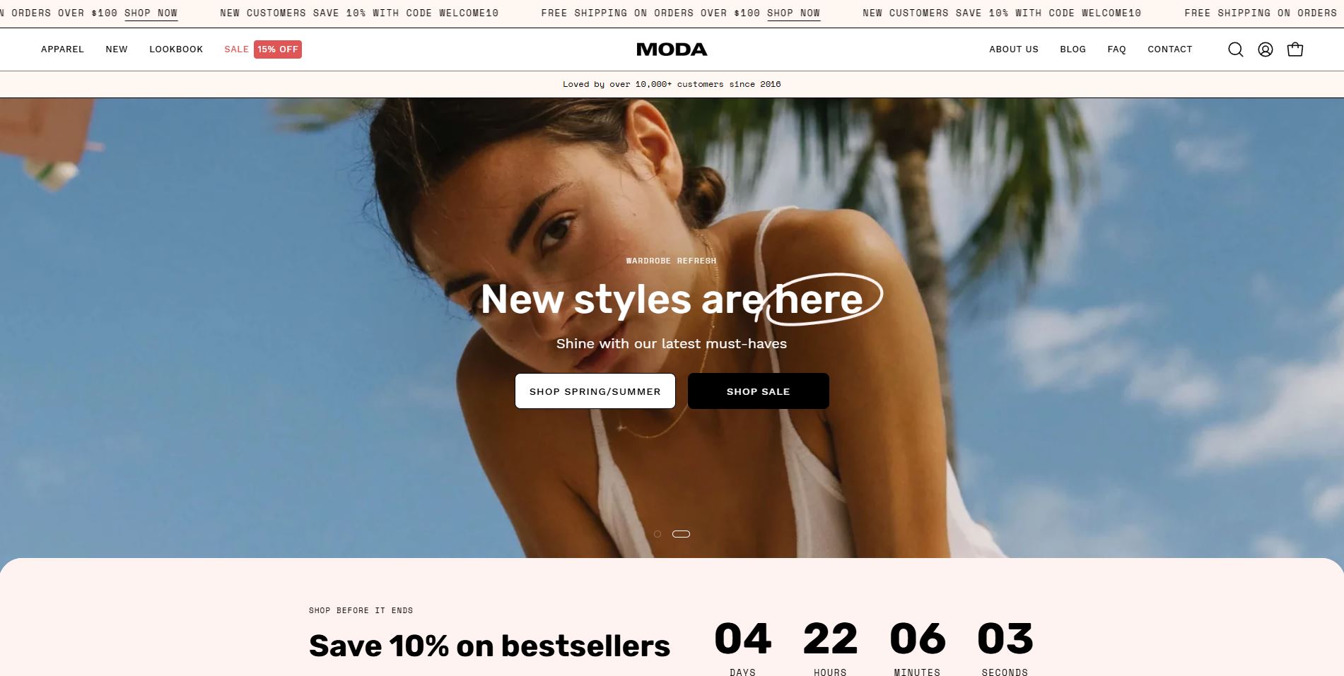 MODA - Modern fashion e-commerce website with trendy swimwear and apparel